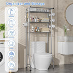 Simple Trending 3 Tier Over The Toilet Rack, Shelf Bathroom, Bathroom Stand Organizer Space Saver, Silver - Image 5