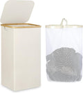 IEGrow Laundry Hamper with Lid,110L Laundry Basket with Mesh Bags,Beige by iEGrow