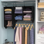 ClosetMaid 4-Shelf Fabric Hanging Closet Organizer with Garment Rod for Shirts, Sweaters, Pants, Hats, Shoes, Purses with Charcoal Black Finish - Image 8