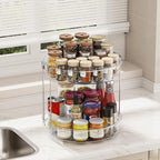 LAMU 2 Pack 2 Tier Lazy Susan Turntable Organizer 12inch Rotating Spice Rack Organization for Cabinet, Kitchen, Pantry, Countertop, Bathroom, Vanity, Medicine Cabinet Organizer, Clear - Image 6