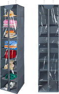 8 Tier Clear PVC Hanging Organizer With Zipper, Sweater Storage Shelves With Cover, Shoe Organizer for Closet, Grey by coastalrose