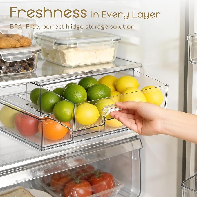 Criusia Stackable Storage Drawers, 3 Pack Clear Acrylic Makeup & Bathroom Organizer, Versatile Storage Bins for Vanity, Under Sink, Kitchen Cabinets & Pantry - Image 7
