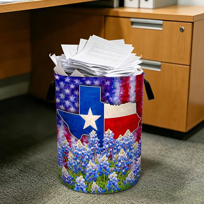 Texas Flower Laundry Basket Foldable Laundry Hamper With Handles Clothes Storage Bucket Organizer Laundry Bag For Bedroom Bathroom Laundry Storage 19.6 x 15.7 - Image 7