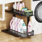 1 Pack Under Sink Storage Organizer with 2-Tier Slide Out Drawer, Sophisticated Mesh Pull Out Shelf for Kitchen & Bathroom, Fits Small Items, Upgraded Arched Track for Smooth Gliding-Black by UnderSinkOrganizer