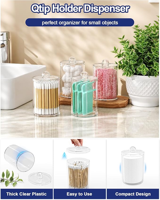 Bathroom Counter Organizer and Storage with 2 Pack Qtip Holder Dispenser, 7 Slots Detachable Toothbrush Holders for Bathrooms, Anti-Slip Electric Toothbrush and Toothpaste Holder Countertop - Image 6