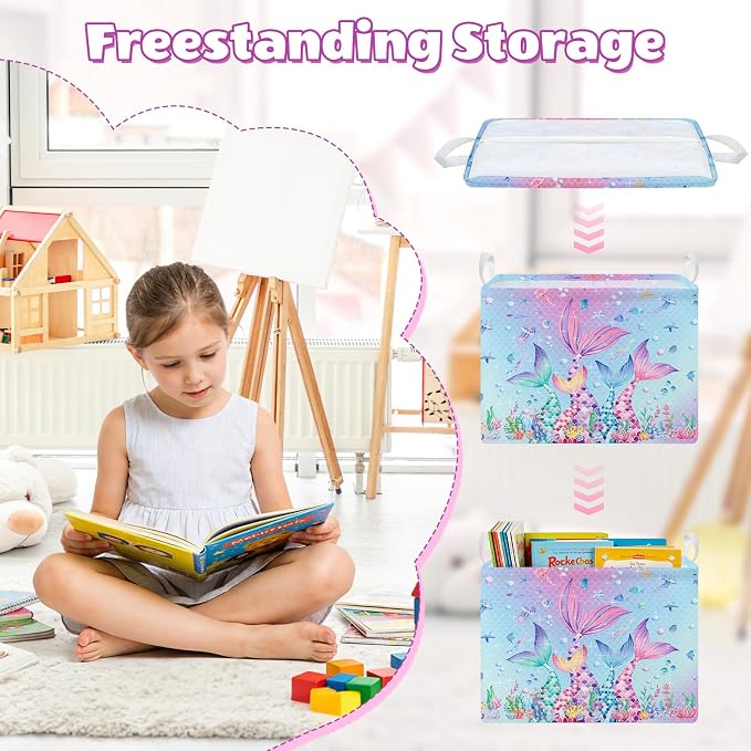 Collapsible Storage Basket Collapsible Fabric Laundry Basket with Handles - Image 4