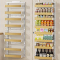 POKIPO 8 Tier Over The Door Pantry Organizer, 2 IN 1 Wall Mount or Hanging Spice Rack Seasoning Shelves with Adjustable Basket, Back of Door Organizer and Storage for Kitchen Cabinet and Room Closet by POKIPO
