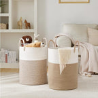 YOUDENOVA Woven Rope Laundry Hamper Basket, 58L Tall Laundry Basket, Baby Nursery Hamper for Blanket Storage in Bedroom-Large-Brown - Image 6