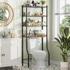 Simple Trending 4 Tier Over The Toilet Storage Rack, Bathroom Organizers and Storage Over Toilet with Adjustable Shelf and Basket, (Black) - Image 2