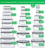 54 Pcs Food Storage Containers with Lids Airtight, (27 Containers &27 Lids) Reusable BPA-Free Plastic Food Containers for Kitchen Organization, Leak Proof Freezer/Microwave Safe Meal Prep Lunch Boxes - Image 2