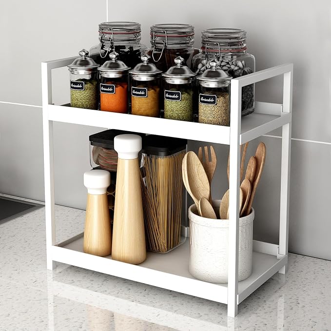 Bathroom Counter Organizer Vanity Storage Countertop Shelf, Large White - Image 4