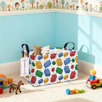 QUEENLALA Rectangular Collapsible Laundry Basket with Side Handles, Blocks - Image 8