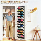 MISSLO 36 Pairs Clear Over the Door Shoe Organizer Closet Hanging Shoe Rack for Door with Large Deep Pockets Shoes Hanger Holder for Sneakers, Boots, Heels Storage (Black) - Image 2