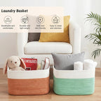 Artfeel Blanket Basket,Rectangle Woven Baskets for Storage,65L Laundry Basket for Decorative Nursery Blanket,Toys,Dirty Clothes and Magazine in Shelves,Baby Room,and Living Room - Image 6