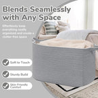Goodpick 105L Extra Large Woven Rope Blanket Basket, Rectangle, Gray - Image 5