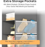 Deep Hanging Closet Organizers and Storage, Closet Hanging Storage Shelves with 5 Shelves and 4 Mesh Pockets, Heavy-Duty Closet Organizer for Clothes, Hats, and RVs and Dorm Essential,1-Pack, Grey - Image 6