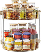 LAMU 12inch 2 Tier Lazy Susan Turntable Organizer Rotating Spice Rack Organization for Cabinet, Kitchen, Pantry, Countertop, Bathroom, Vanity, Medicine Cabinet Organizer, Amber by YourHome-OrganizationHelper