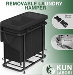 Laundry Basket with Lid,230L Rolling Laundry Hamper with Wheels,Black - Image 5