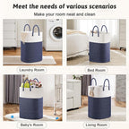 Laundry Basket,Woven Cotton Rope Laundry Hamper,Versatile Storage for Dirty Clothes,Baby Toys,and Blankets in Bathroom, Nursery,and Living Room (Blue, 60L) - Image 5