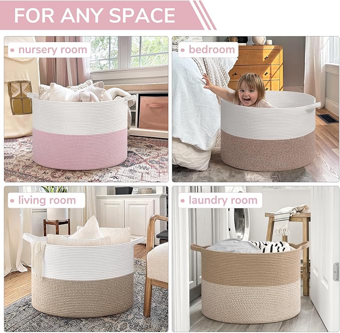 INDRESSME 115L Extra Large Pink Laundry Basket for Stuffed Animal Storage - Image 4