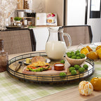 Lazy Susan Turntable Organizer for Table Top, 18’’ Round Wooden Lazy Susan for Cabinet Kitchen Countertop Pantry Dining Coffee Table for Condiments Spices, Rustic Bathroom Vanity Tray for Soap Candle - Image 4