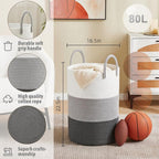 Artfeel Laundry Basket,Woven Cotton Rope Laundry Hamper,80L for Decorative Storage of Dirty Clothes,Toys and Blankets in Bathroom,Bedroom and Living Room - Image 6