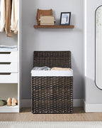 SONGMICS Laundry Hamper with Lid, 110L Double Wicker Basket, 6 Mesh Bags - Image 9