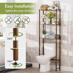 AmazerBath Bamboo Over The Toilet Storage Shelf, 3-Tier Over Toilet Bathroom Organizer Rack, Bathroom Shelves Over Toilet, Space Saver, Walnut Brown - Image 5