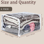 Shappy 6 Packs Clear Plastic Storage Bags with Zipper, 18 x 15 x 9 Inch | Sweater Bags, Moth Proof Protection, Vinyl, For Blankets Clothes Bed Sheet Comforters Pillows Quilt Closet Linen Organizer - Image 2