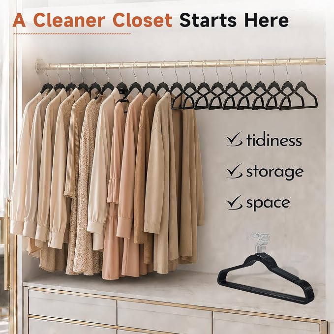 Plastic Hangers 20 Pack, Non-Slip Slim Black Clothes Hangers - Image 5