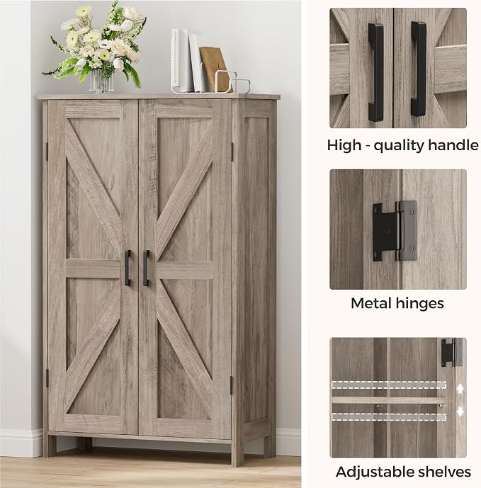 Homleke 43.3" H Farmhouse Bathroom Storage Cabinet with Adjustable Shelves - Image 6