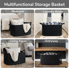 Goodpick Large Woven Rope Blanket Basket, Rectangle, Black, 75L - Image 4