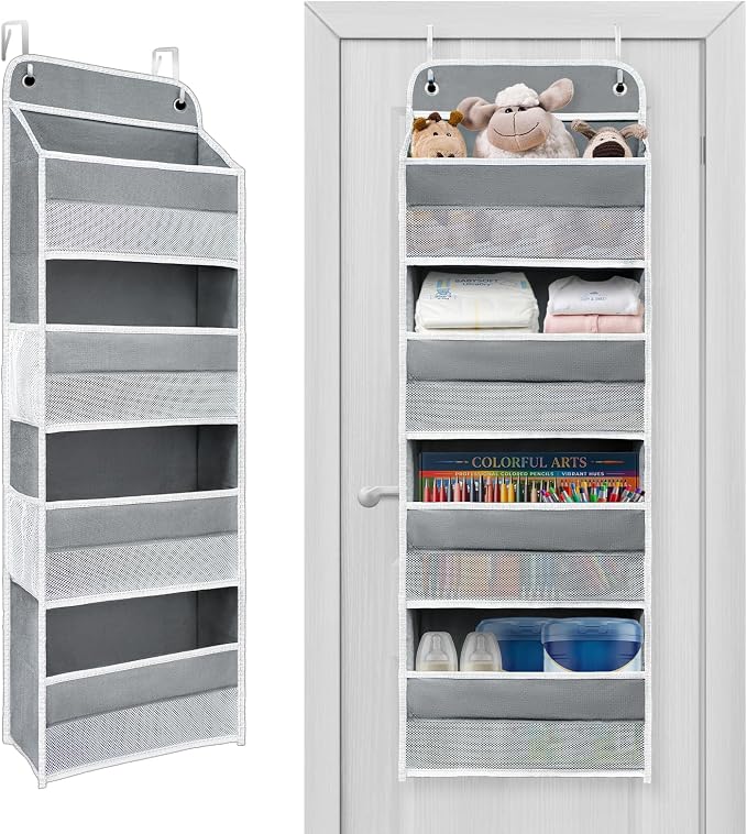 Over The Door Organizer 4 Shelves & 4 Side Pockets, Large Storage Rack by Unknown