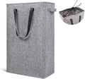 Odonata Slim Laundry Hamper Handles Collapsible Laundry Basket Thin Dirty Clothes Basket Narrow Laundry Bag Foldable Dirty Hamper 45L (Heather Grey) by Odonata