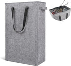 Odonata Slim Laundry Hamper Handles Collapsible Laundry Basket Thin Dirty Clothes Basket Narrow Laundry Bag Foldable Dirty Hamper 45L (Heather Grey) by Odonata