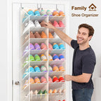UVIAHOMI Over the Door Shoe Organizer for 20-30 Pairs, 10-Tier, Beige - Image 2