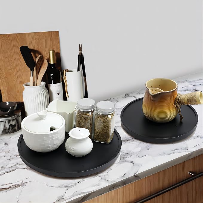 [ 2 Pack ] 12-inch Lazy Susan Organizers, ACIAZAAZ Lazy Susan Turntable for Cabinet, Kitchen Turntable Storage for Table, Countertop, Pantry - Image 5