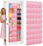 40-Pocket Over the Door Shoe Organizer - Large Mesh Pocket Hanging Shoe Organizer,Behind the Door Shoes Storage Holder Hanger (Pink-W) by Unknown