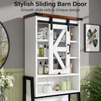 kepptory Over The Toilet Storage Cabinet, Above Toilet Storage Cabinet with Adjustable Shelves and Barn Door, Farmhouse Behind Toilet Bathroom Organizer for Bathroom, Laundry Room, Off-White - Image 5