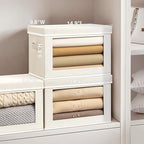 Homsorout Storage Bins with Lids - Medium Storage Box with Lids, Foldable Closet Boxes for Organizing, Stackable Clothes Organizer with Window, Cubes Bins for Living Room, 5 Pack, Beige - Image 3