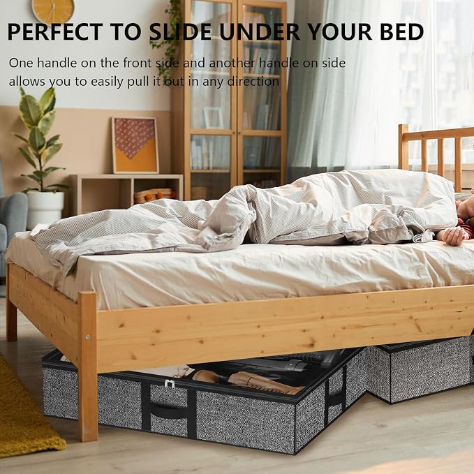 homyfort Under the Bed Shoe Organizer Fits 12 Pairs and 4 Pairs Boots,Sturdy & Breathable Materials,Underbed Storage Solution for Kids Men & Women Shoes,Great Space Saver for Your Closet Set of 2 - Image 8