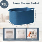 Goodpick Large Woven Rope Blanket Basket, Rectangle, Dark Blue - Image 3