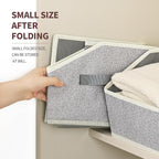 Homsorout Storage Bins for Shelves - Small Trapezoid Closet Shelf Organizer, Fabric Organization Bins with Handles, Storage Baskets for Clothes, Towel, Purse, 6 Pack, Light Gray - Image 4