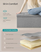 SONGMICS 43.3 Inches Folding Storage Ottoman Bench, Load 660 lb | Ottoman Foot Rest, Storage Chest, for Living Room, Entryway, Dove Gray and Ink Black, MINOTA Collection ULSF77G - Image 6