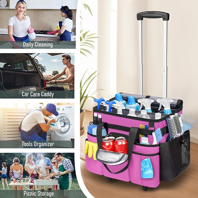 Ytonet Large Cleaning Caddy with Wheels, Cleaning Supplies Organizer - Image 8