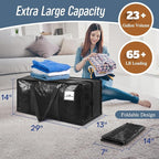 6 Pack Extra Heavy Duty Large Moving Bags with Strong Zipper, Black | Comfortable Handles, Sturdy & Durable Clothes Storage Bags Totes Bins, Blue Packing Moving Boxes for College Supplies - Image 3