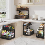 2 Pack Under Sink Organizer With Next-Gen Ball-Bearing Slides,2-Tier Precision Mesh Pull Out Cabinet Shelf Storage for Bathroom&Kitchen,Slide Out Drawers Height Adjustable,Rust-resistant - Image 8