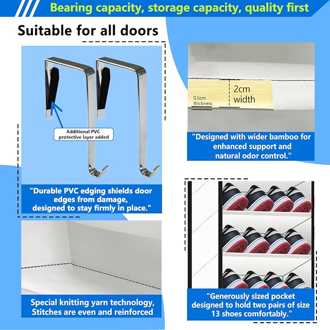 10 Tiers Shoe Organizer for Closet, 20 to 30 Pairs Shoe Rack Door - Image 2
