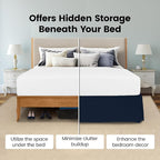 Twin Bed Skirt, Hides Under-Bed Storage 15 Inch Drop, Pleated, Navy - Image 3