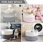 INDRESSME XXXLarge Woven Rope Blanket Basket Living Room Grey, 90L - Image 5